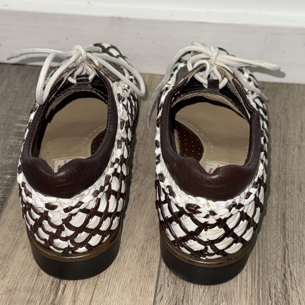 Aerogreen Women's Summer Golf Shoes Size 6.5 Basket Woven Leather Brown/White - Picture 6 of 8
